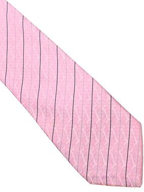 Carolina Bay Pink Pinstripe Jacquard Handmade Polyester Tie Necktie 3.25 x 57